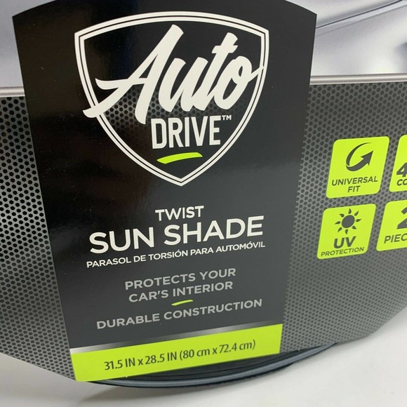 Auto Drive Twist Sun Shade Universal Fit UV Protection 2 Piece Black Orange - Picture 5 of 9